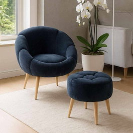 Atelier Del Sofa Lida - Antracita (Conjunto de Sillón y Puff)